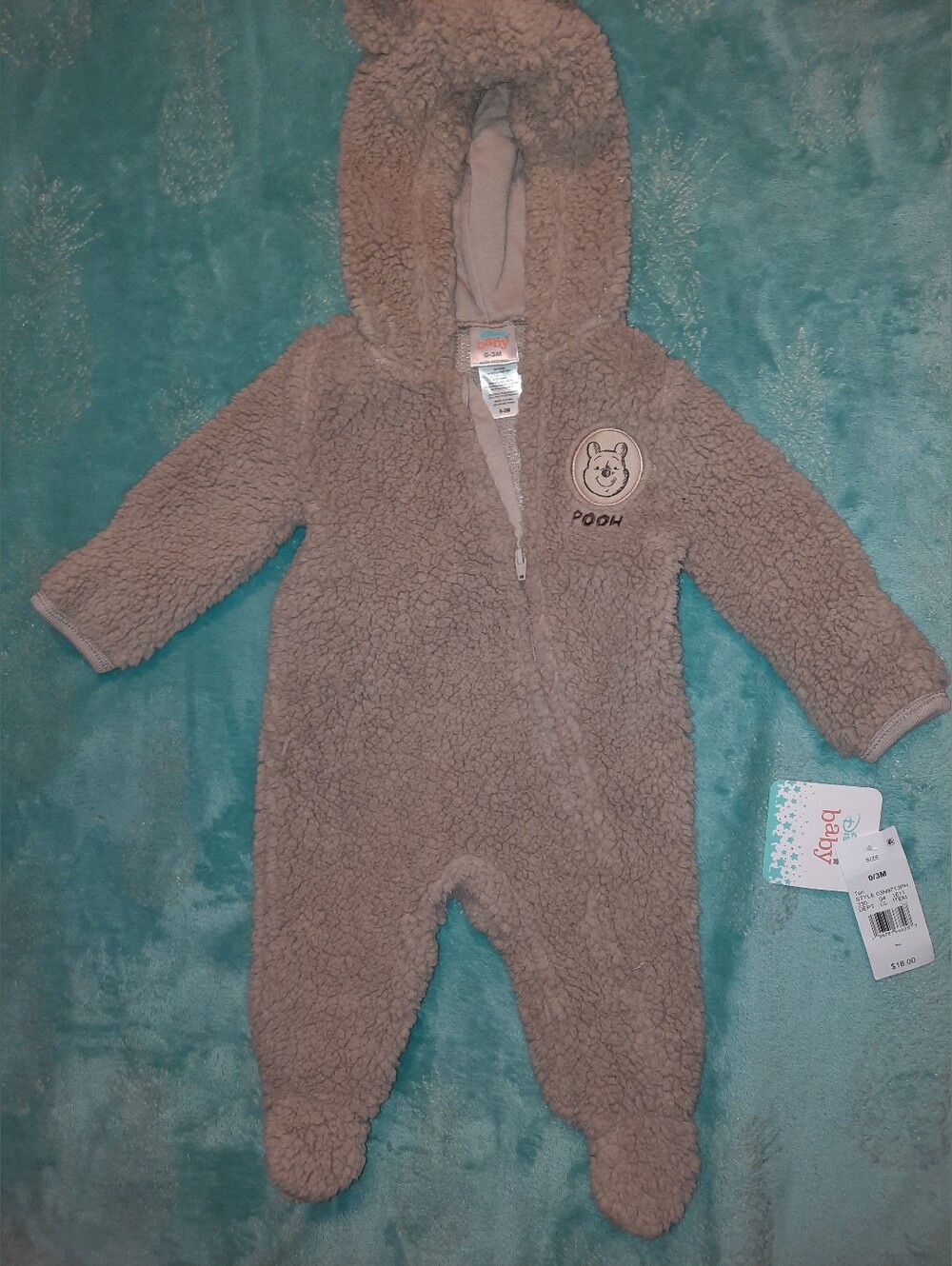 Disney Pooh Taupe Sherpa Hooded One-Piece